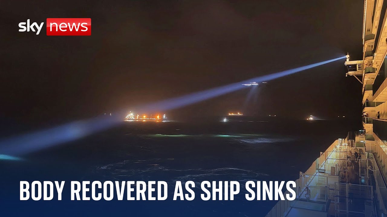 Body recovered after British cargo ship sinks - four people still missing