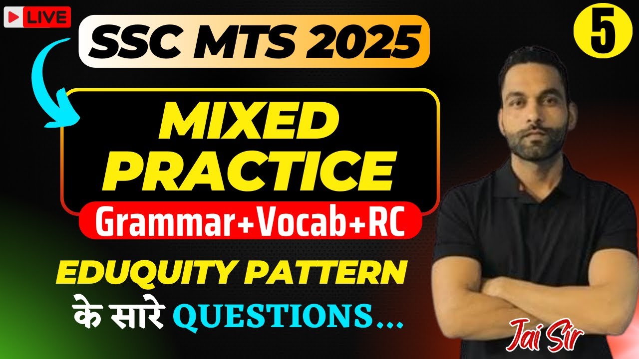 SSC MTS 2025 | English Mixed Practice | Grammar + Vocab + RC | Class 05 | Jai sir