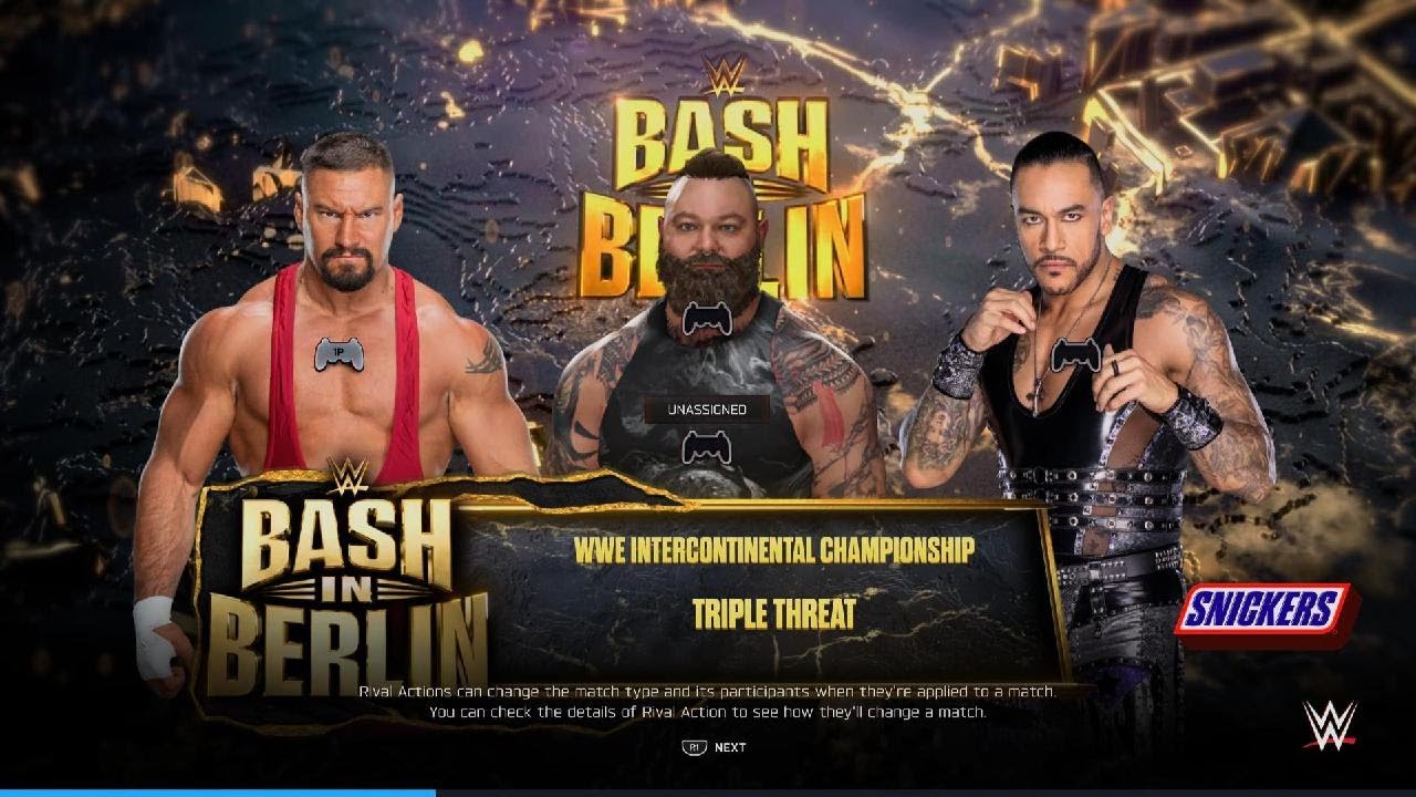 WWE 2K25 Bron Breakker Vs Bray Wyatt Vs Damian Priest - IC Title - Bash In Berlin
