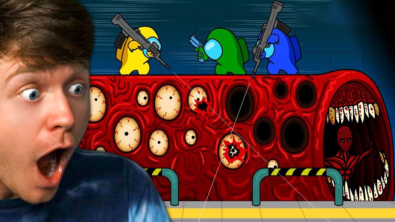 Reacting to AMONG US vs TRAIN EATER and OTHER MONSTERS! (Funny)