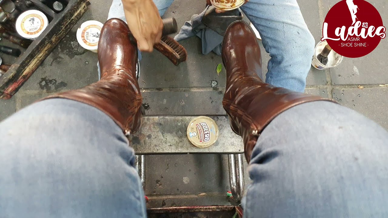 28 Princess with long brown boots #asmr #shoeshine #ladies #ladiesasmrshoeshine #sexy