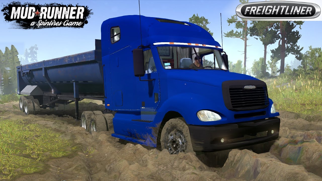 Spintires: MudRunner - FREIGHTLINER COLUMBIA Semi Truck Is Stuck In The Mud
