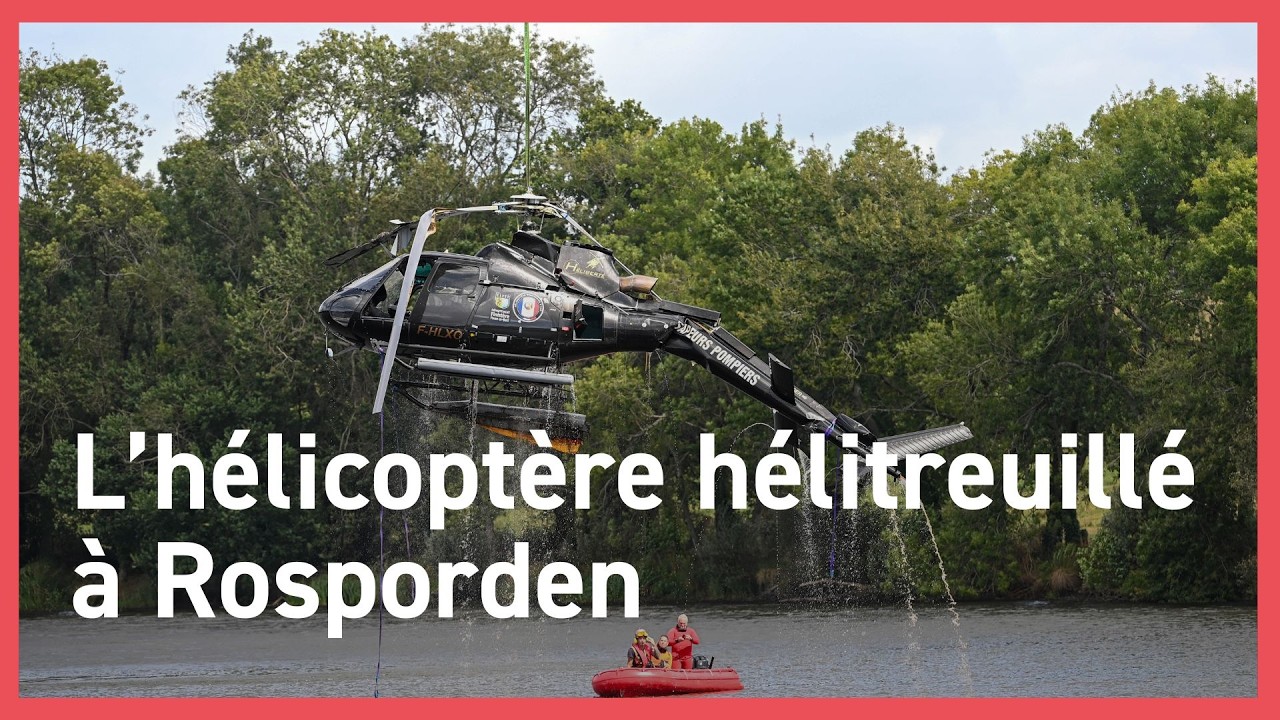 l'hélicoptère qui s'était crashé dans l'étang de Rosporden a été évacué