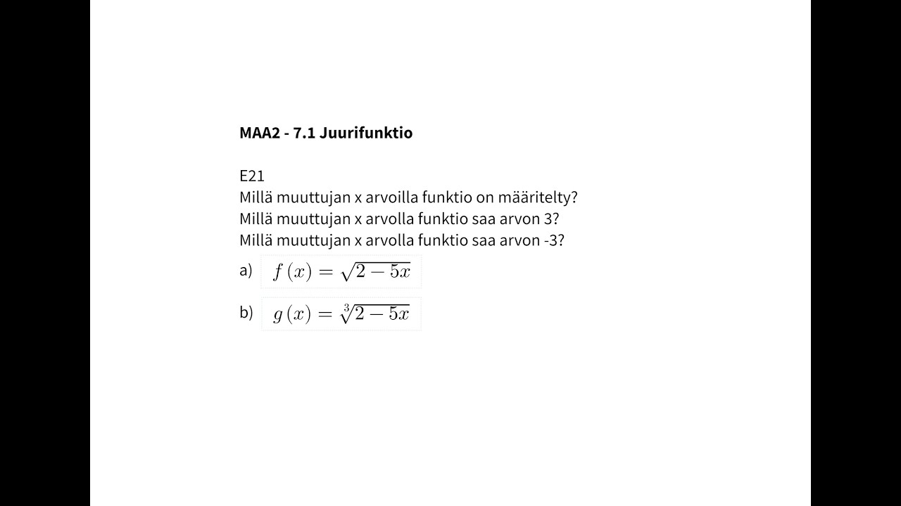 MAA2 - 7.1 Juurifunktio