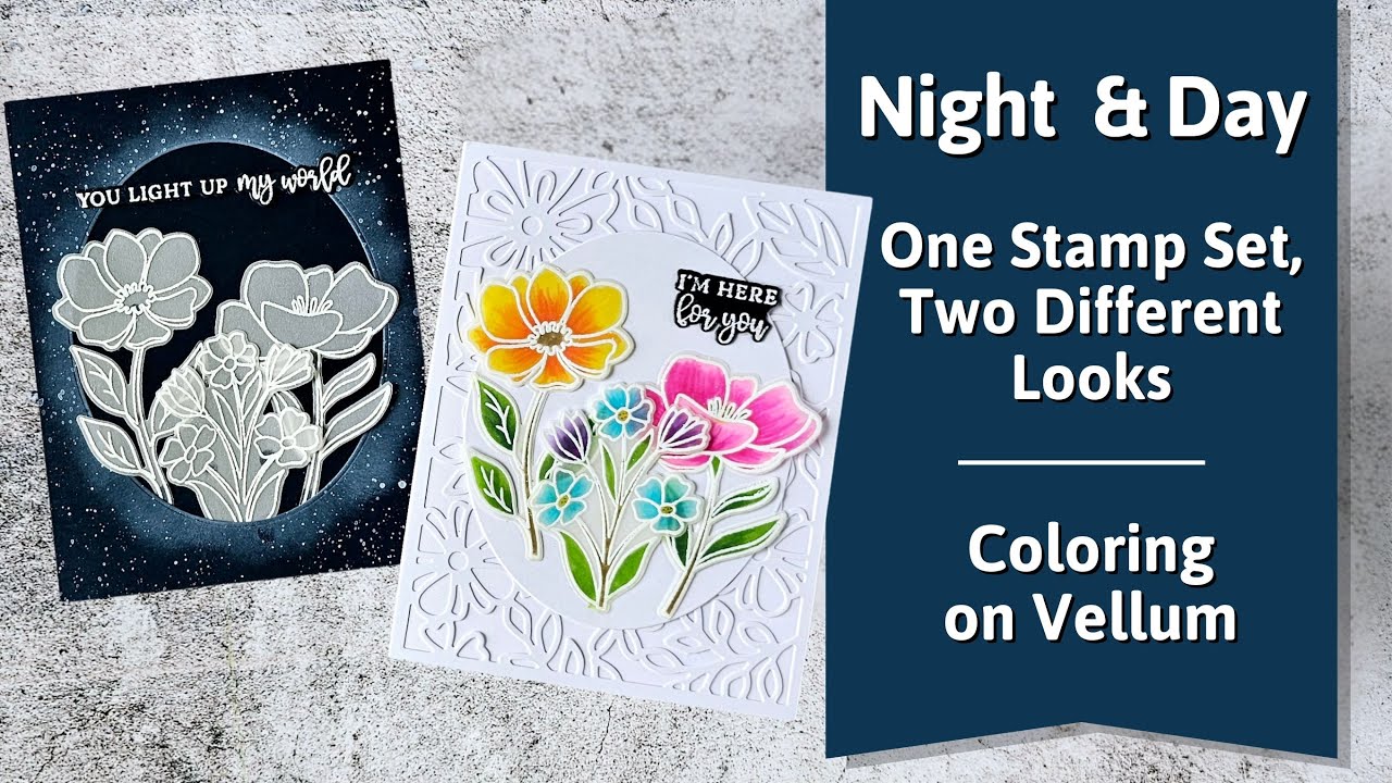Night & Day! One Stamp Set, Two Different Looks | Coloring on Vellum Technique