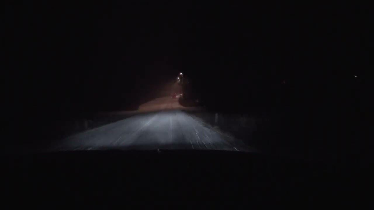 Snowy evening drive