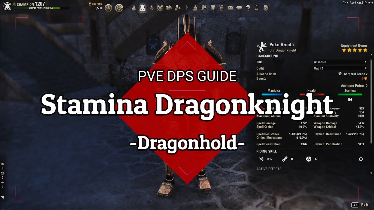 ESO - Stam DK Guide - 86.1k DPS - Full Stagger Uptime - Dragonhold