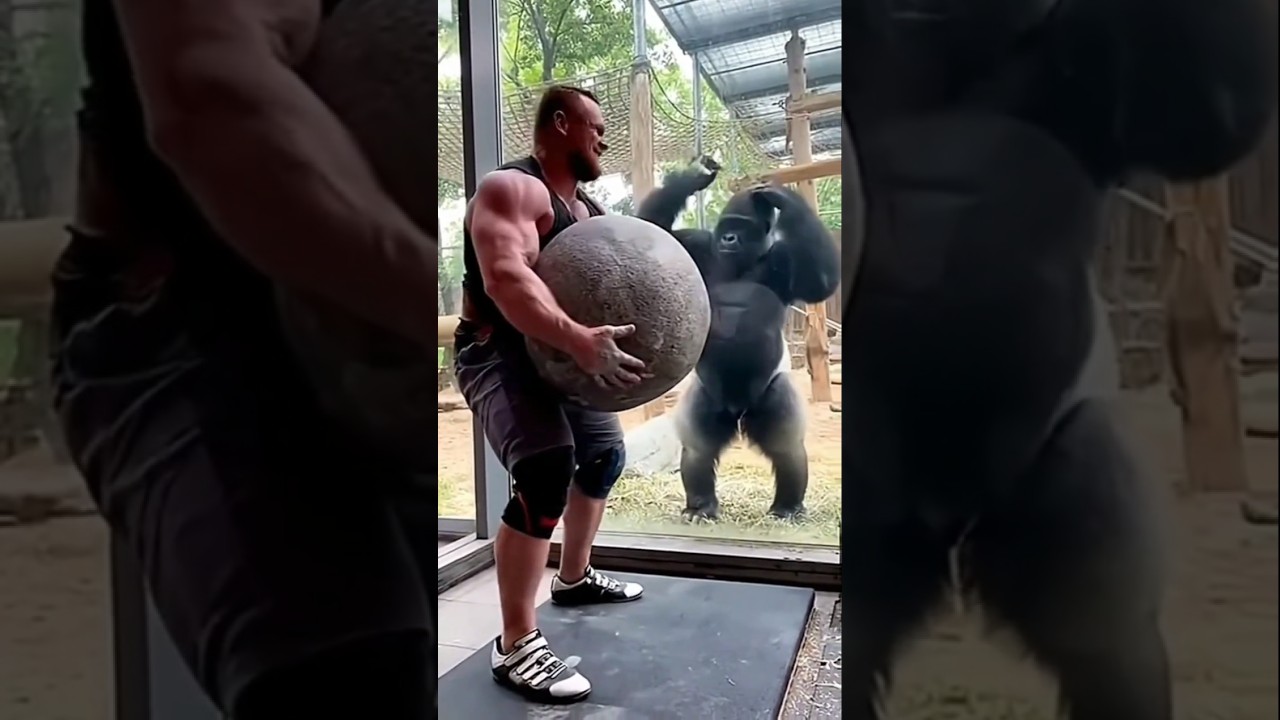 Gorilla’s Mind-Blown Reaction to Heavy Lifting! Part 2 🦍🤯 