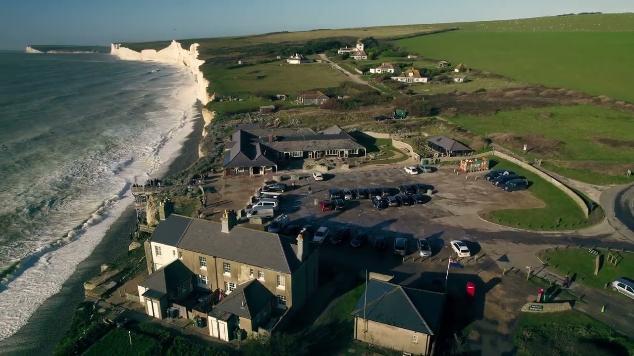 BIRLING GAP & THE SEVEN SISTERS - Aerial Drone Stock Footage
