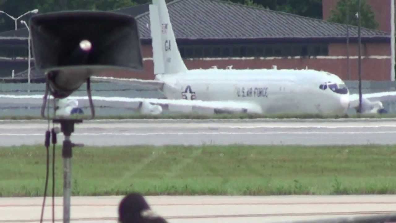US Air Force E-8C,C-130,C-5 and naked F-15E Fly-by at Robins ARB