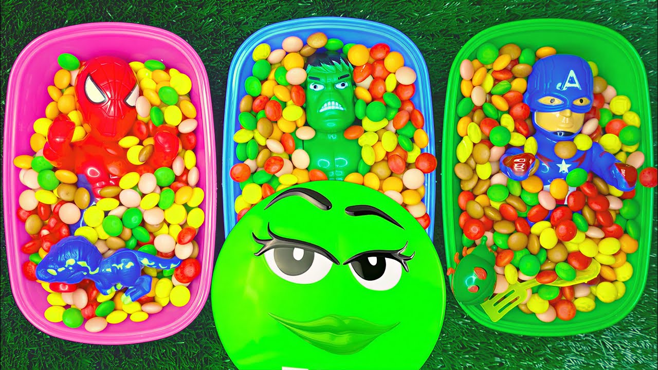 Full of 3 Rainbow BathTubs Candy with M&M's & Magic Slime Cutting Video