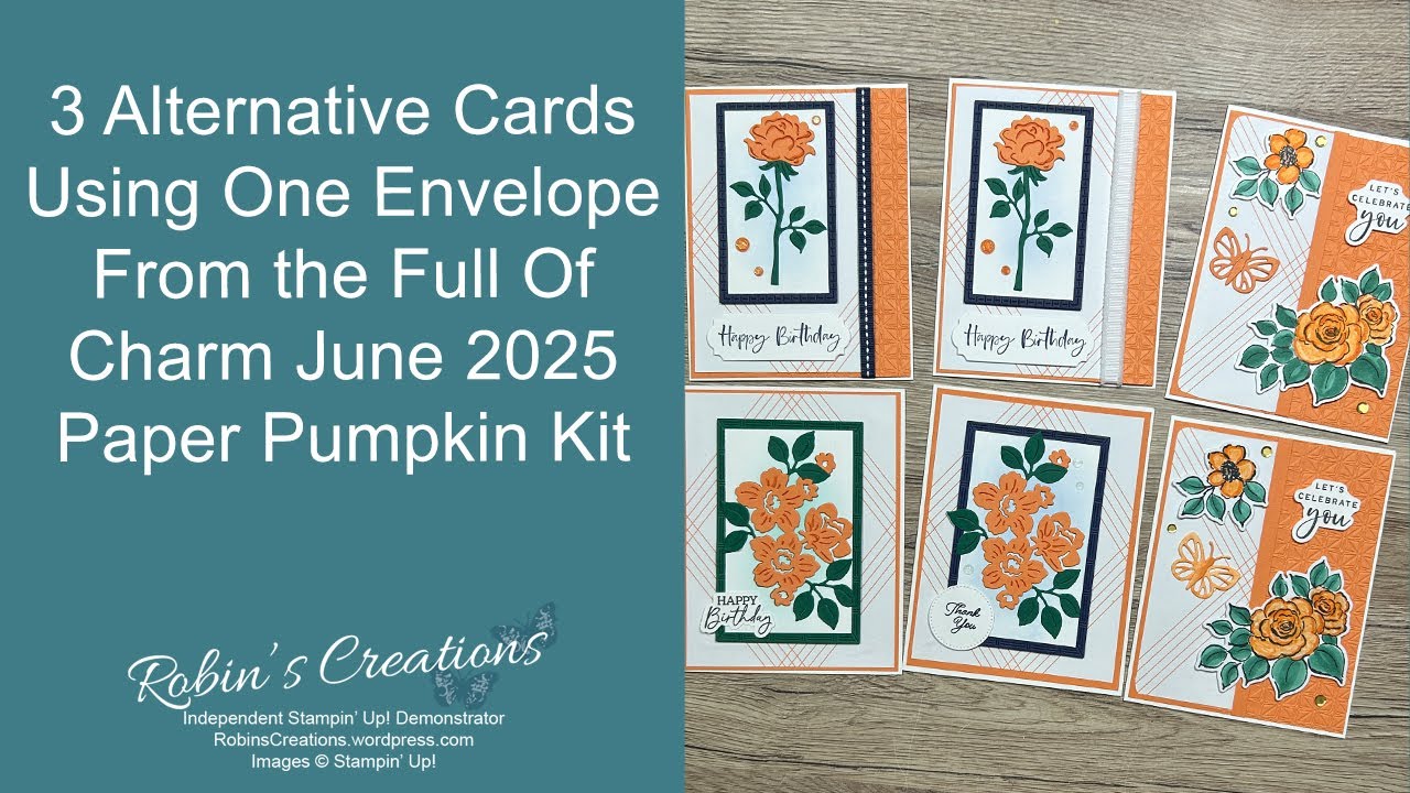 3 Alternative Cards Using One Envelope From the Full Of Charm June 2025 Paper Pumpkin Kit