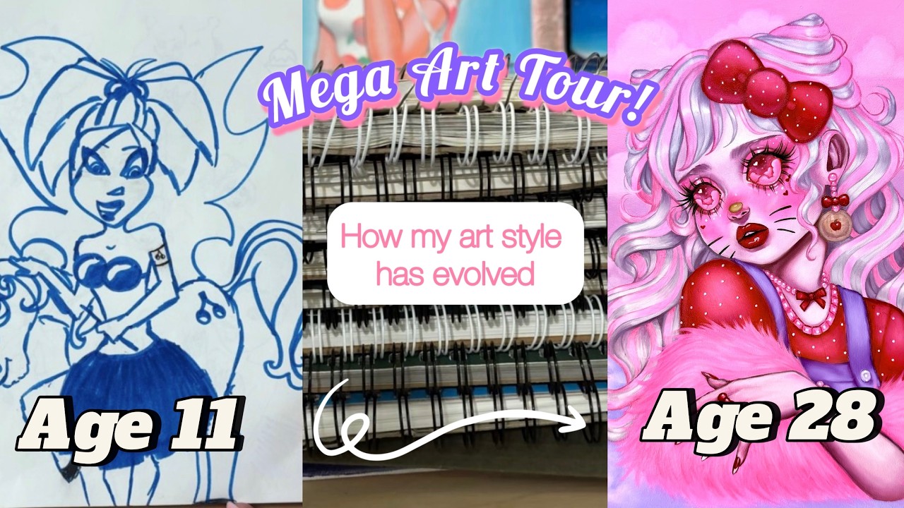 Looking at my old art! Mega giant sketchbook tour ages 11-28 - finding my art style