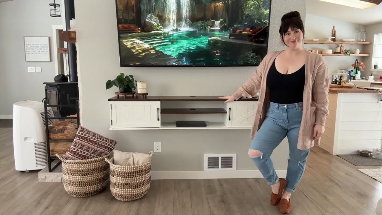 Clean Lines & Country Charm 🏡 63'' Farmhouse Floating TV Stand with Doors