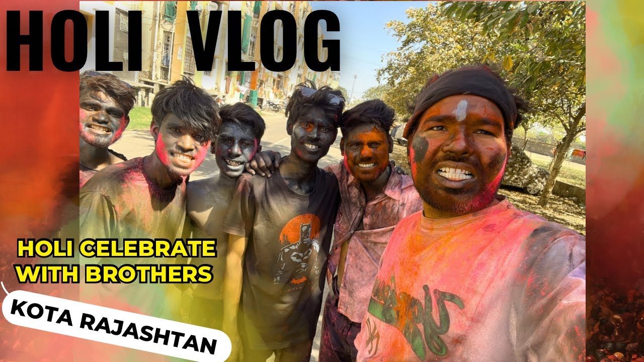 Holi with brothers 🫟😅♥️.                   #vlogs #dailyvlog #masti #holivlog 