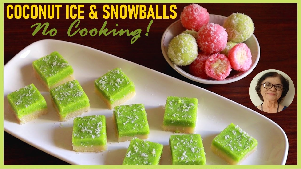 Coconut Ice No Cook Recipe - New recipe / Easy Coconut Christmas Sweet / Quick snowballs