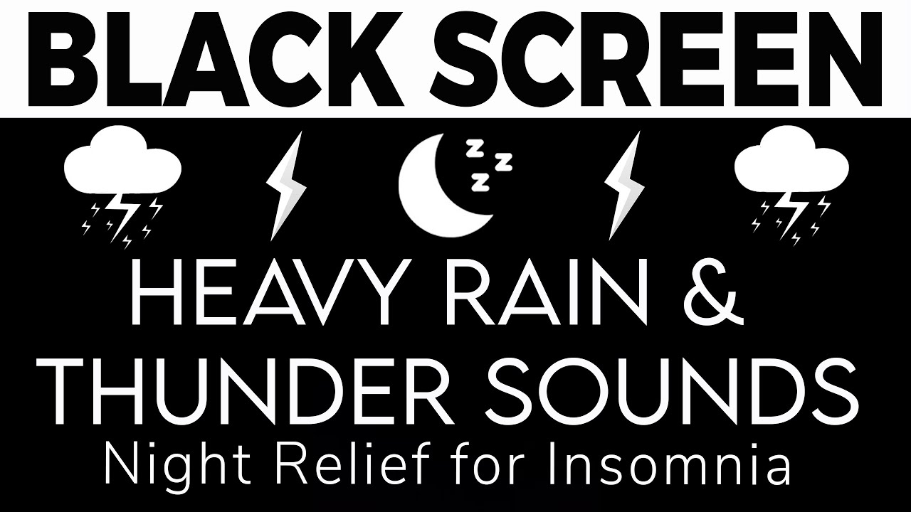 Heavy Rain and Thunder Sounds | Black Screen 10 Hours | Night Relief for Insomnia
