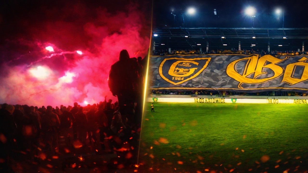 Torcida dymi pod stadionem - historyczna oprawa GieKSy (28.02.2026)