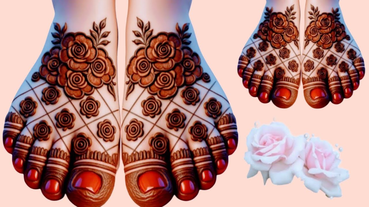New Rose Flower Mehndi Design | Feet Mehndi Design | Pairon Ki Mehndi Ki Design | Simple Foot Mehndi
