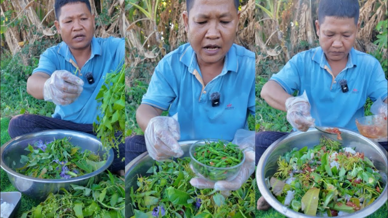 Làm một thau Cơm trộn mắm nêm rau ớt rừng tùm lum ăn ngon lạ miệng