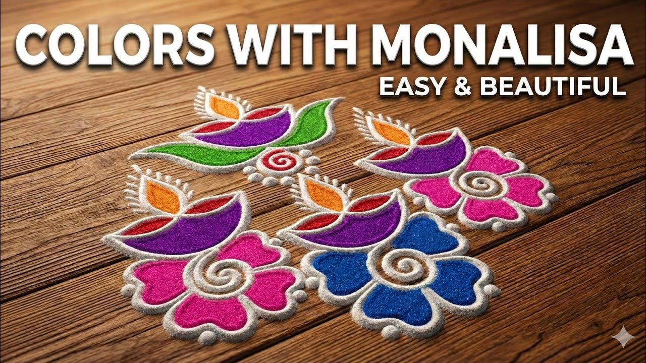 Colors with Monalisa: Beautiful 4-Diya Rangoli Art ✨