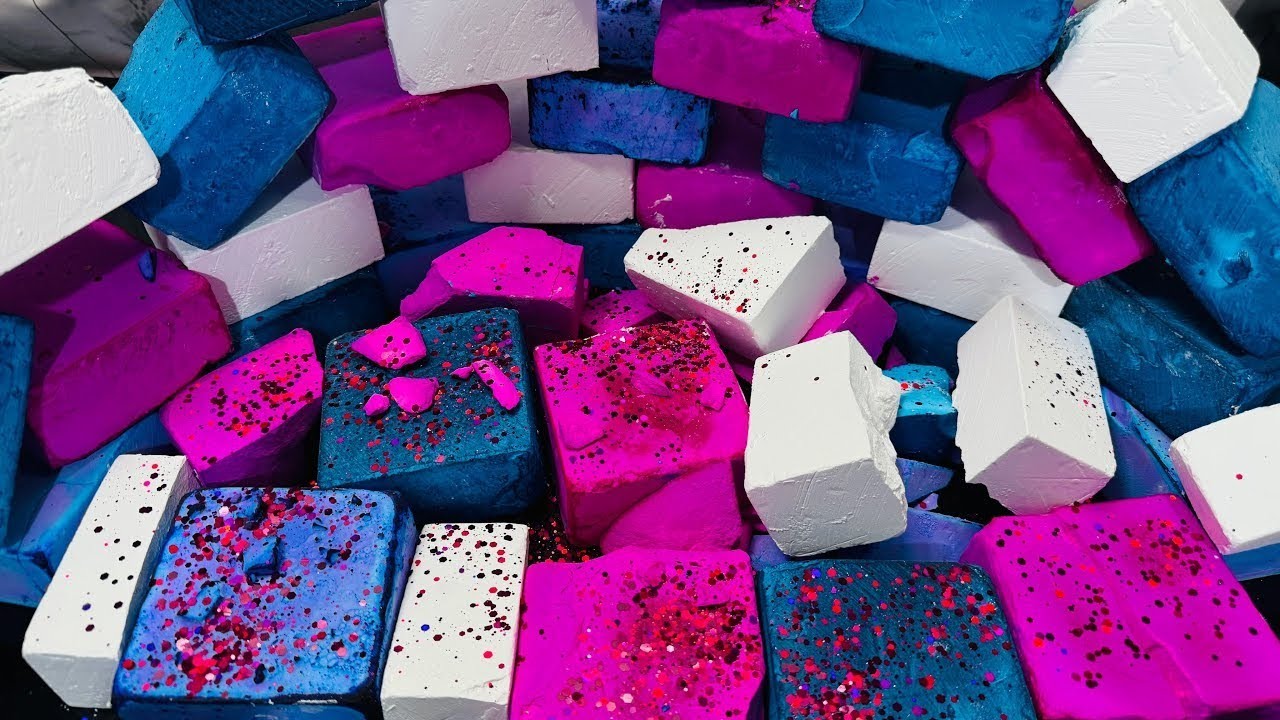 70+ Fresh Dyed Gym Chalk ASMR Crush | Oddly Satisfying ASMR #gymchalk #explore #asmr 