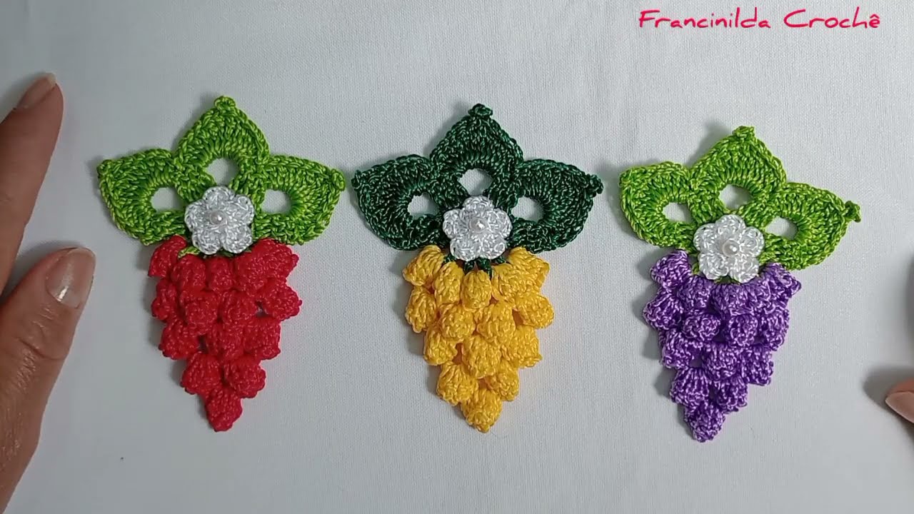 🍇 Cachinho de uva em crochê para aplicação | Crochê rápido e fácil de fazer com a Francinilda Crochê