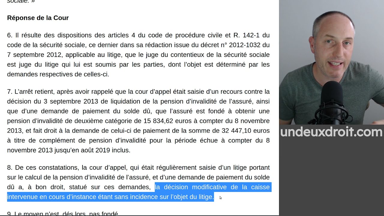 Objet du litige et égalité des armes devant la juridiction de sécurité sociale