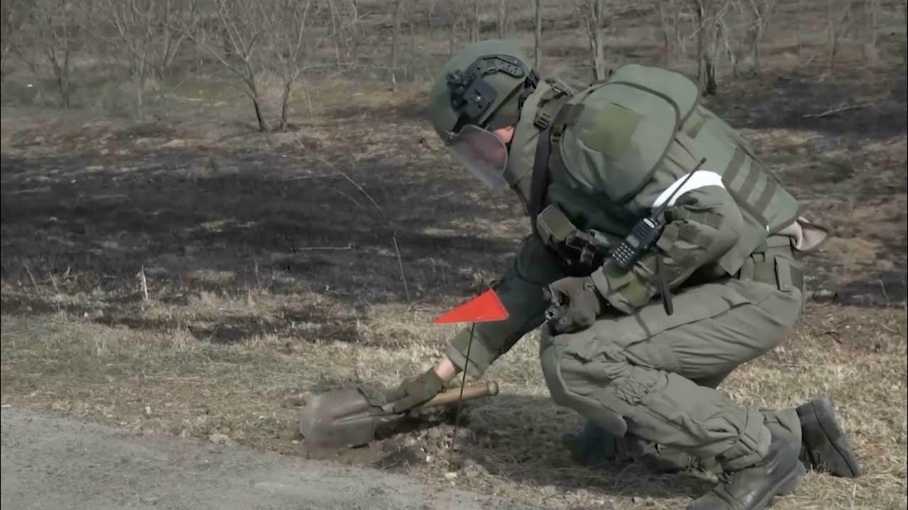 Russia releases video showing soldiers removing mines in Ukraine