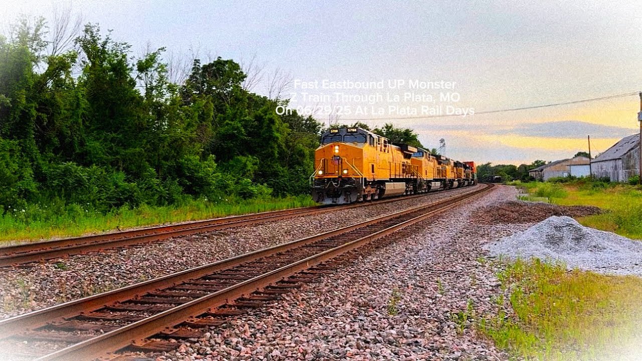 LONG Eastbound UP Z-CIG4 Trackage Rights Train HAULS Past La Plata, MO Around 70 MPH On 06/29/25!!!!