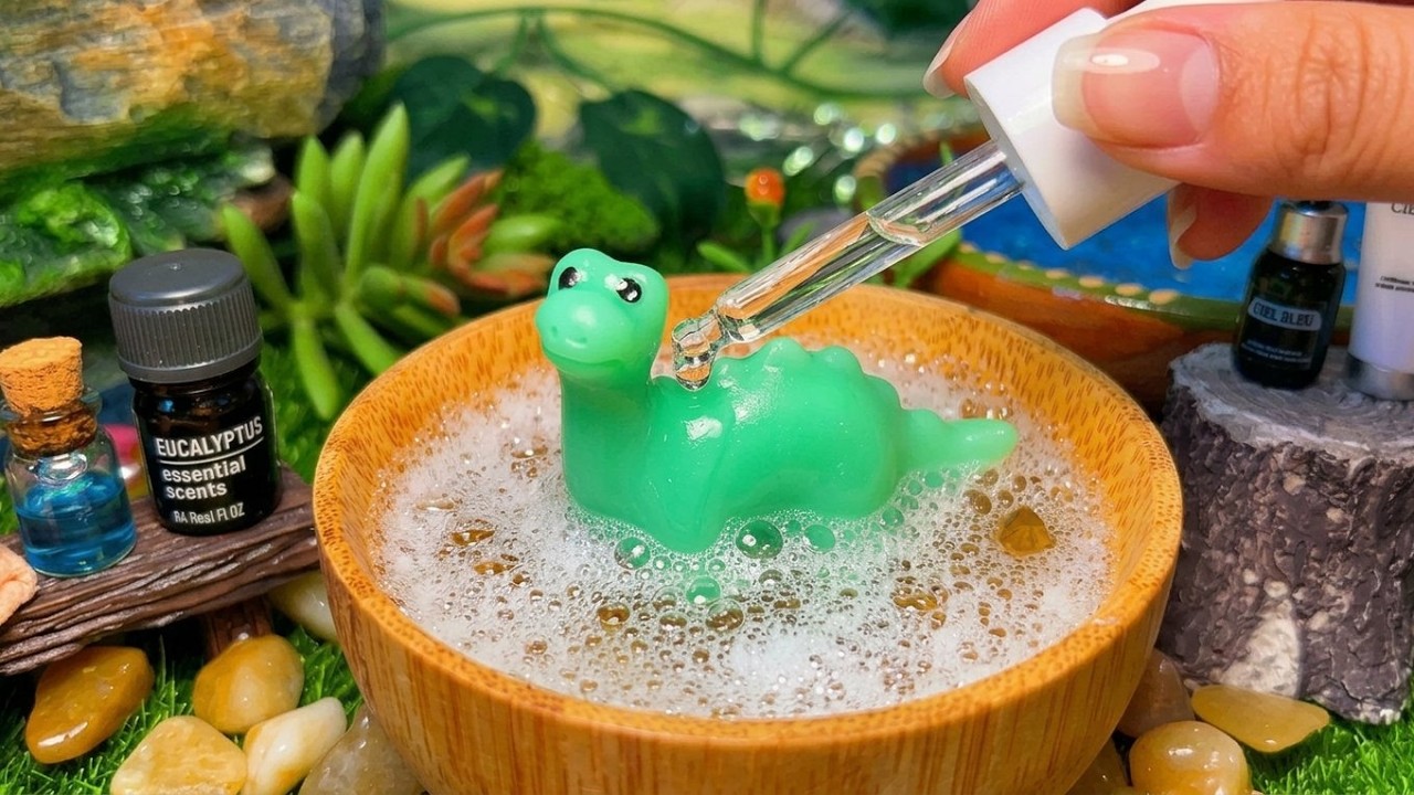 ASMR 🦕 Mochi Squishy Dinosaur Spa & Scale Care (Relaxing Toy ASMR)