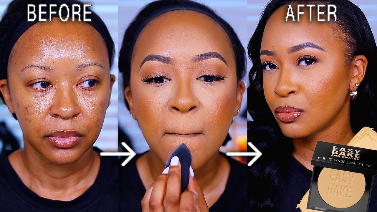 EVERYDAY MAKEUP BUT BETTER?! HOW TO USE THE HUDA BEAUTY EASY BAKE PRESSED POWDER | Fayy Lenee