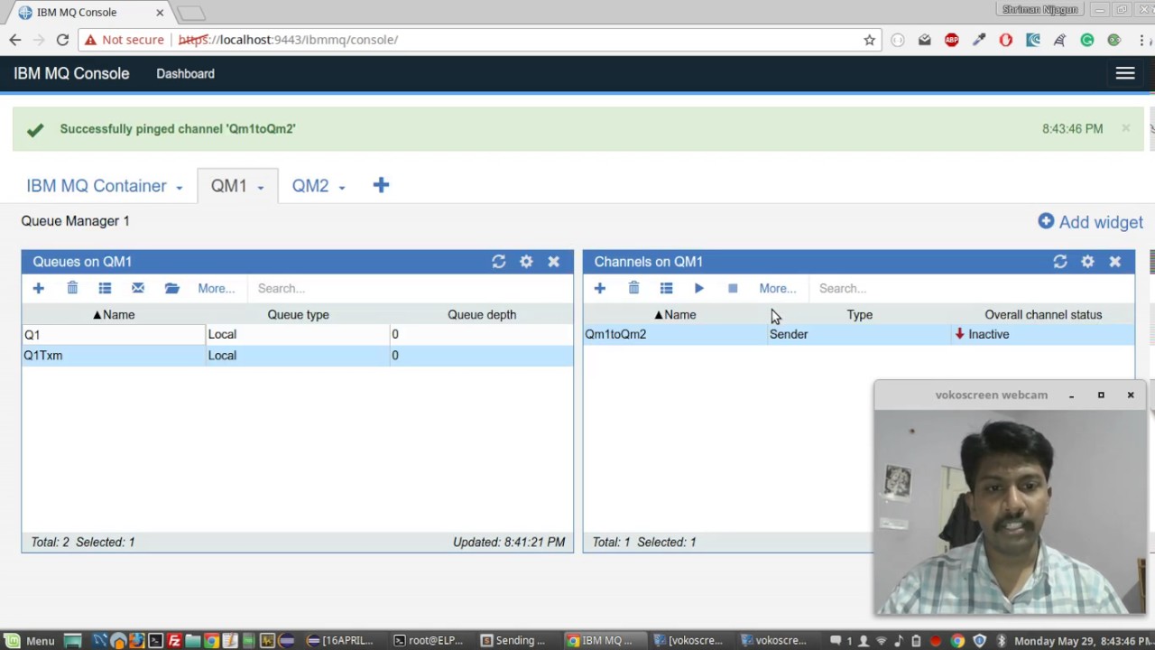 IBM MQ Sending,Receiving Message from Queue Manager to Queue Manager using Web Console