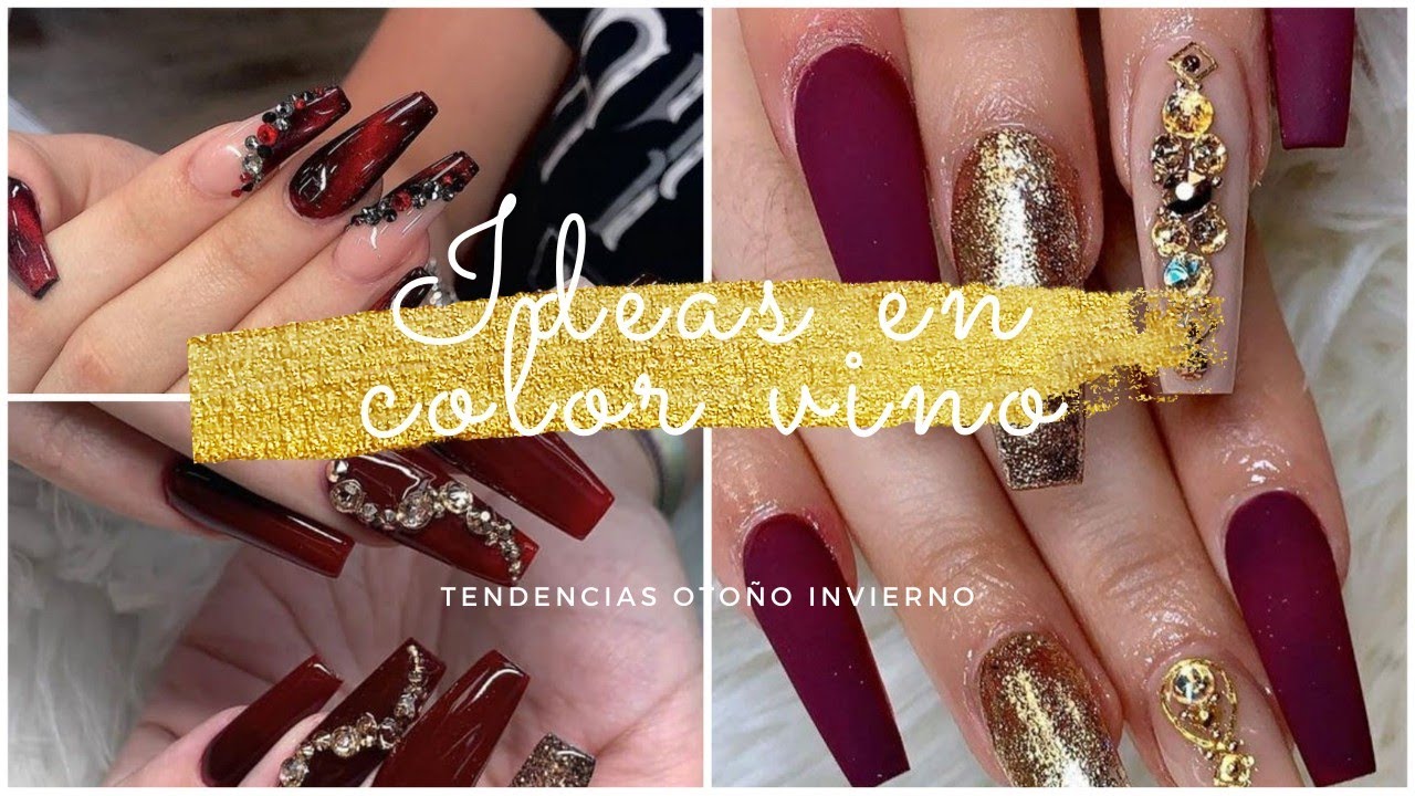 Uñas Color Vino🍷 Ideas en Uñas acrílicas color Guinda