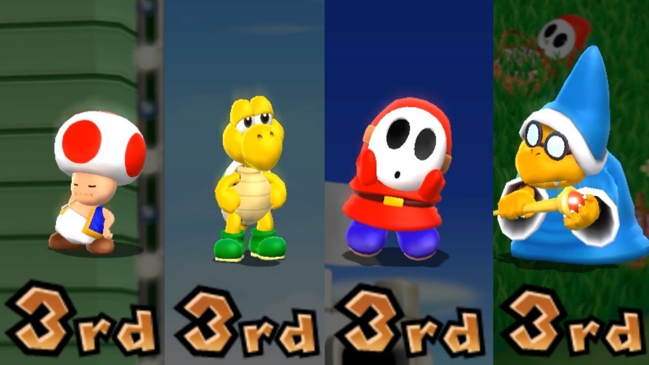 Mario Party 9 - All Characters 3rd Place Animations