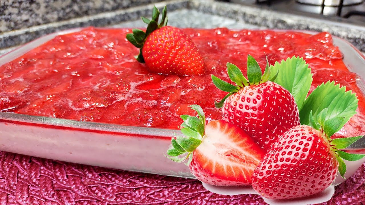 MOUSSE DE MORANGO FEITO  COM A FRUTA FÁCIL DERRETE NA BOCA🍓🍓🍓🍓