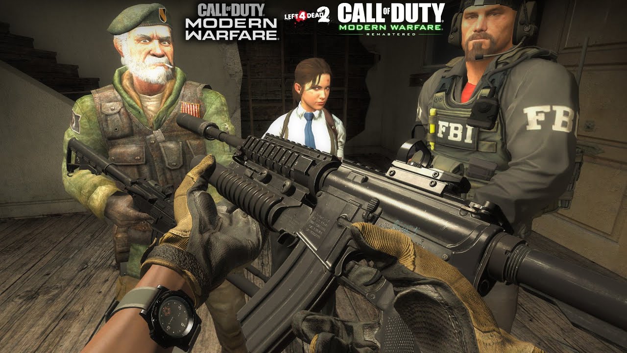 Left 4 Dead 2 Call of Duty Modern Warfare 2019 and Remastered Weapons in NO HUD Online Gameplay