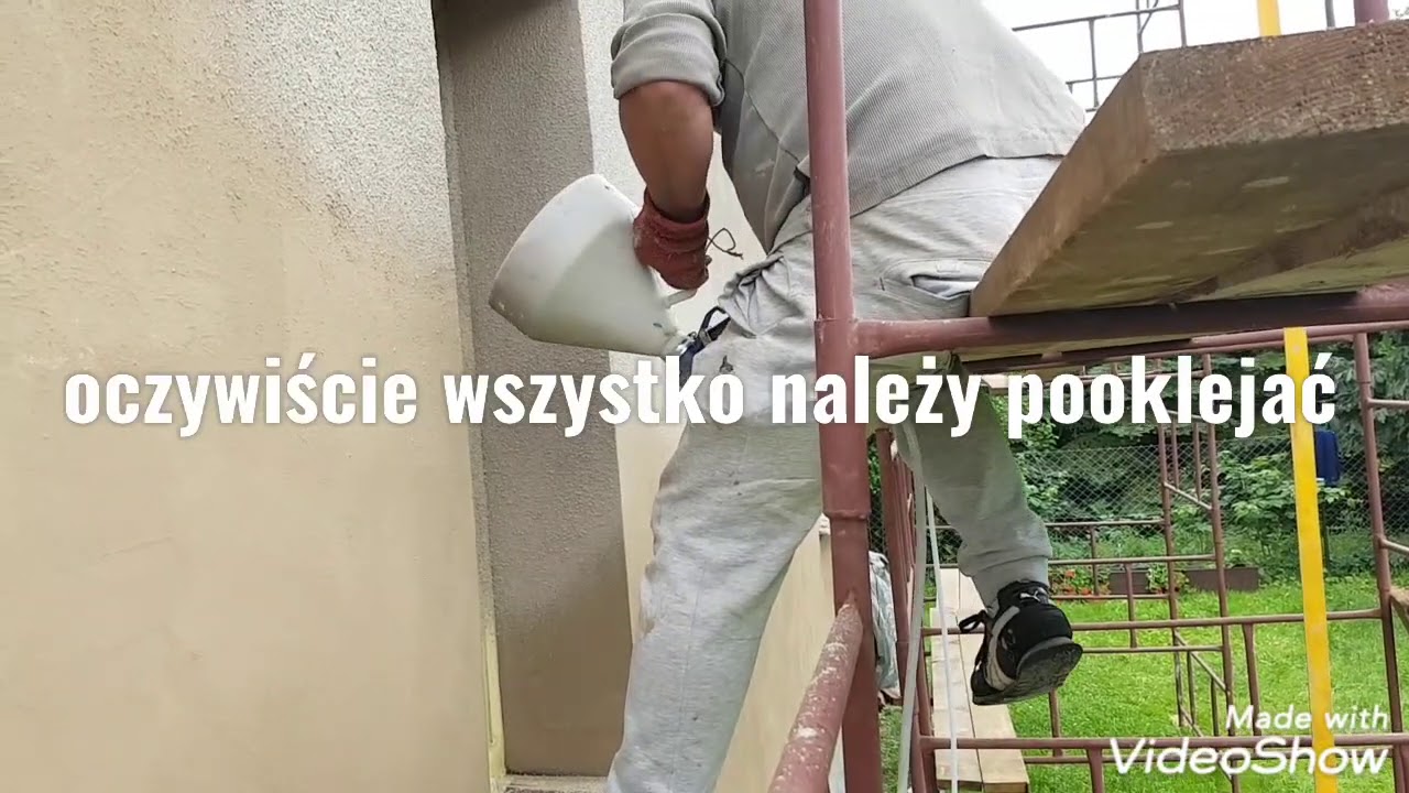 Tynkowanie domku,domu metodą natryskową😎Baranek natrysk...