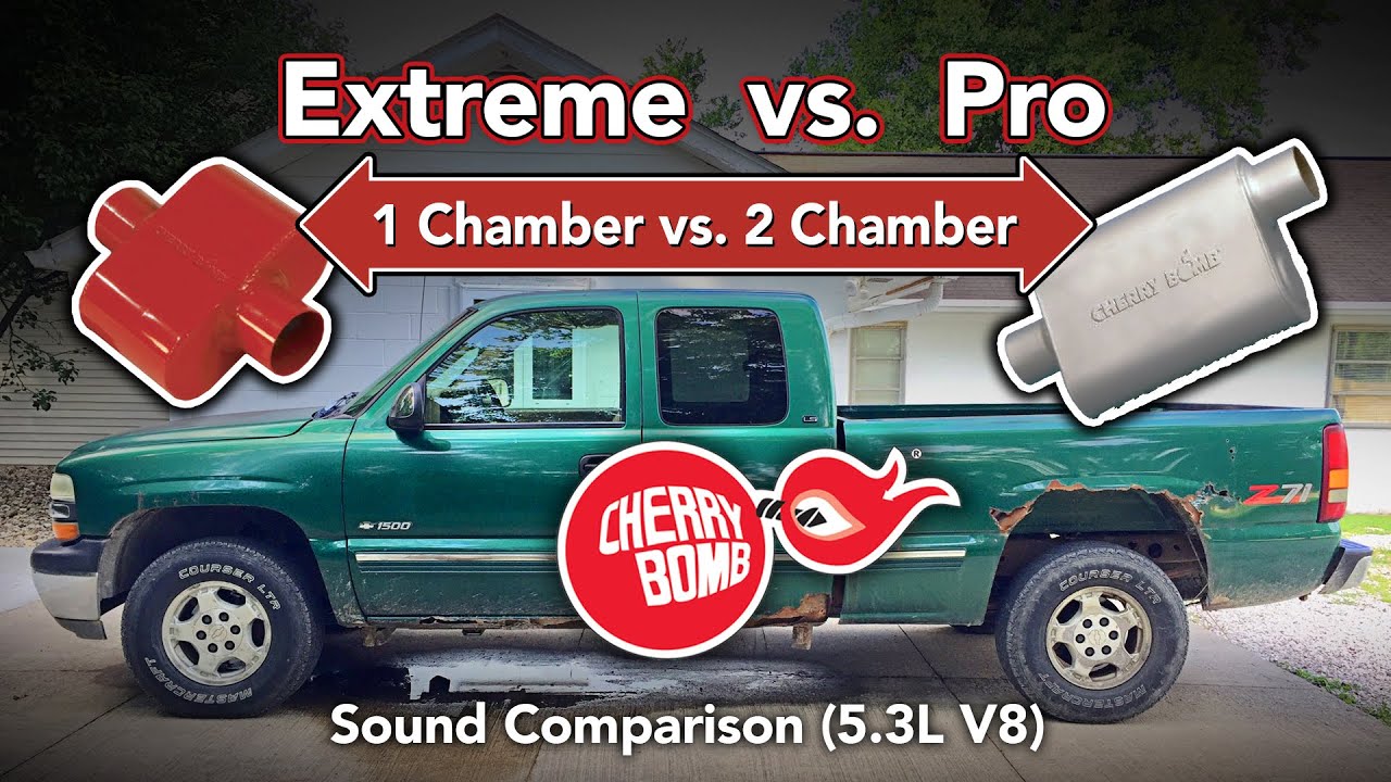One Chamber vs. Two Chamber - Sound Comparison - Cherry Bomb® Extreme vs. CB Pro - 5.3L Chevy V8