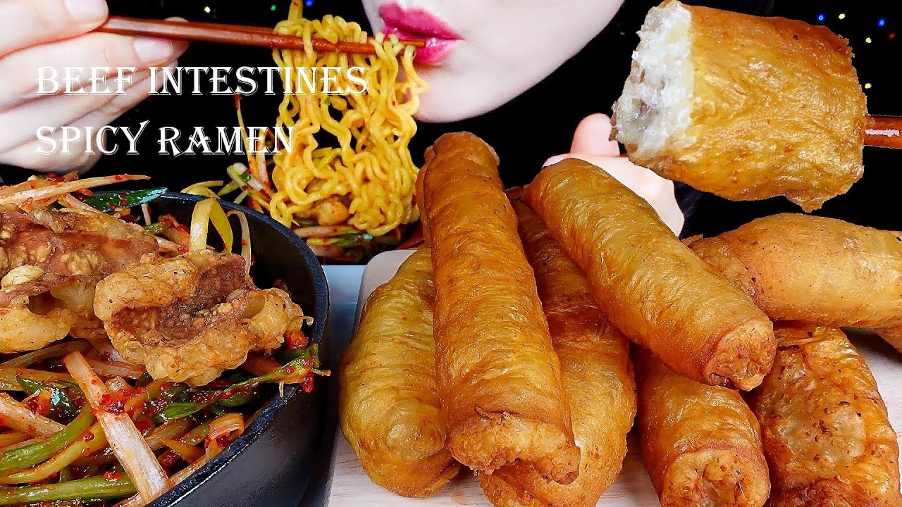 ASMR 바삭촉촉 통대창과 얼큰칼칼 해장라면 먹방 BEEF INTESTINES * DEACHANG * MUKBANG / Shorts Nunsaegi 쇼츠