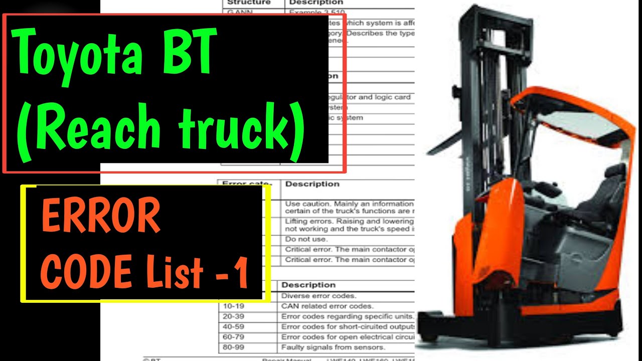 BT ERROR CODE, Toyota reach truck #forkliftandev  #forkliftservice,#reachtruck