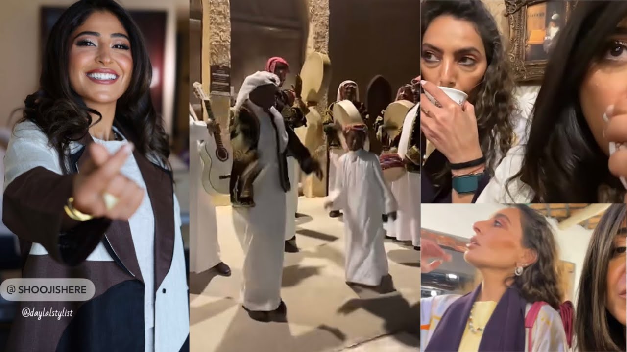 شوجي وفطوم بالقرية الشعبية بالدمام🇸🇦 واستقبالهم بالعرضة السعودية.💃💃💃💚💚💚