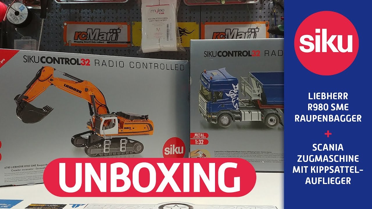 SIKU CONTROL32 Liebherr R980 SME Raupenbagger + Scania R620 mit Kippsattelauflieger - UNBOXING