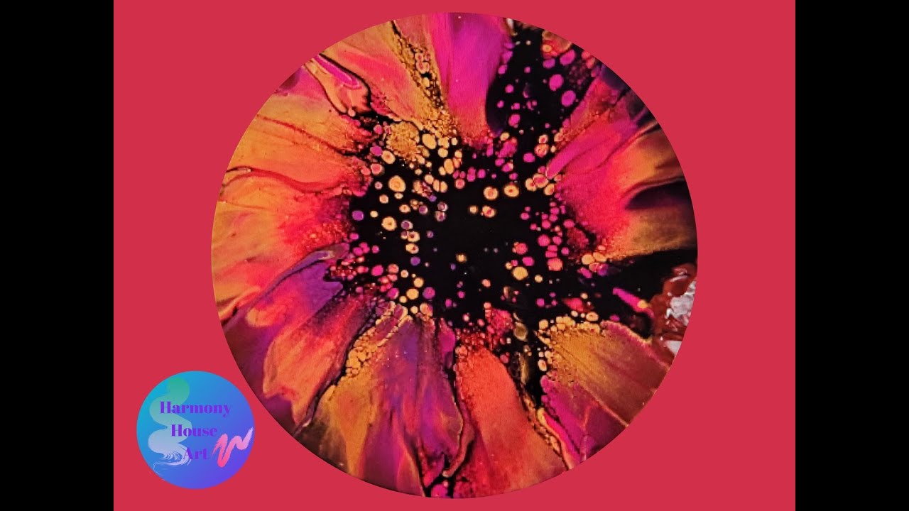 (469) Bloom Technique Acrylic Pour Painting in GORGEOUS Sunset Colors! Harmony House Art