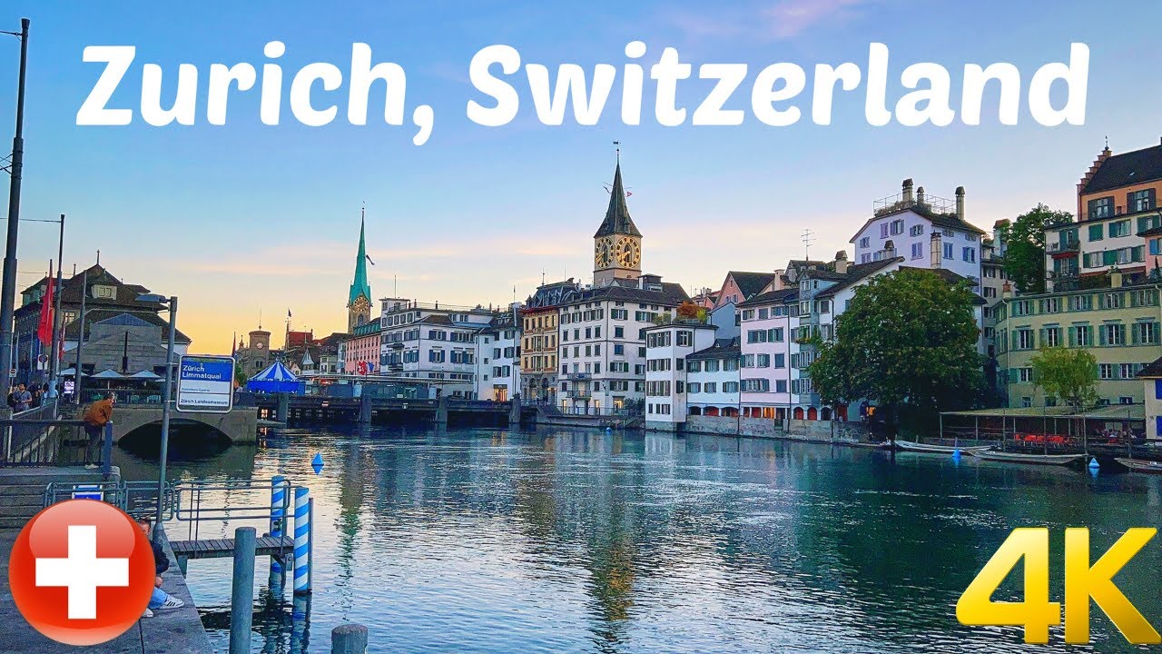 Zurich, Switzerland walking tour 4K 60fps - A beautiful swiss city