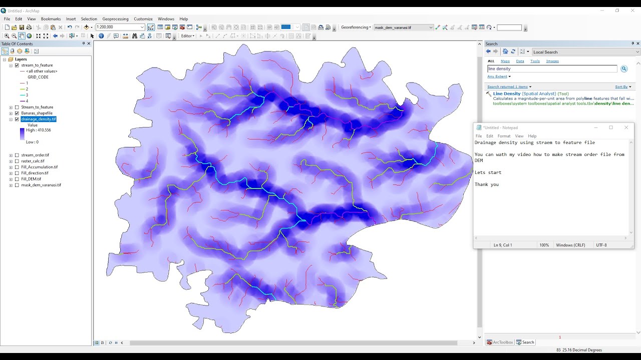 Drainage density Map in Arc GIS