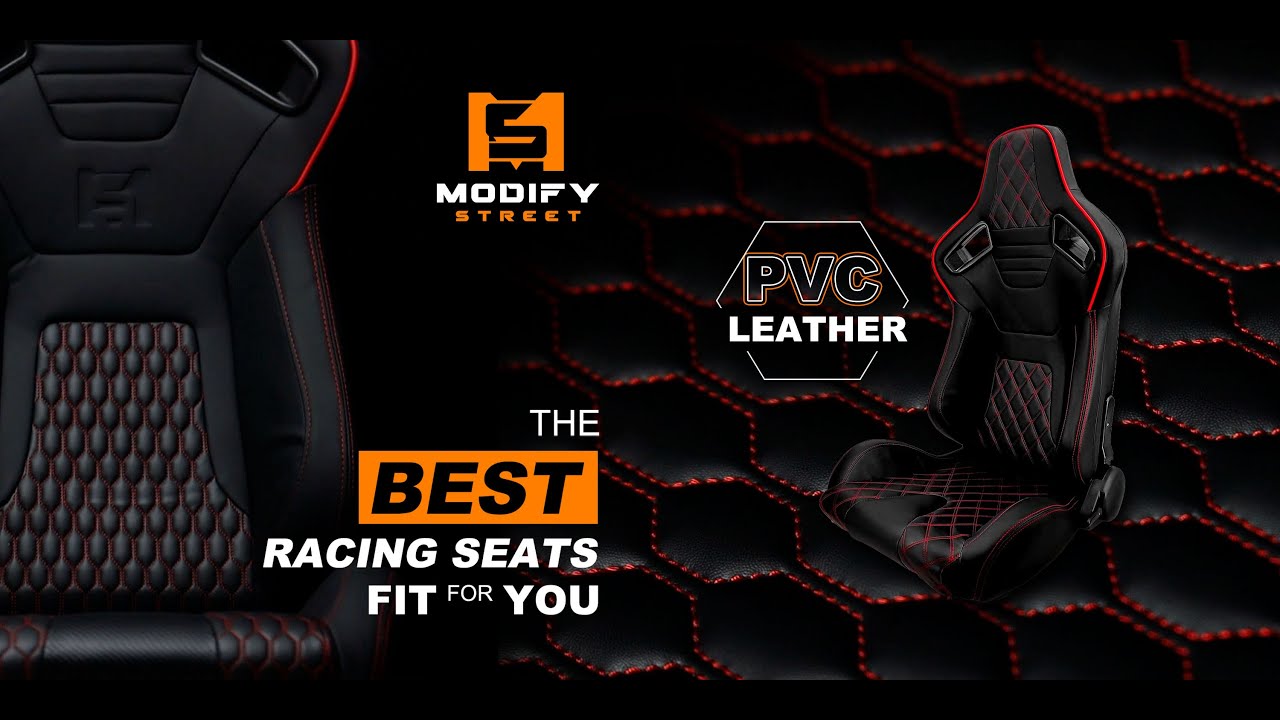 [Modify Street]  - Pair of Black PVC + Snake Pattern Reclinable Racing Seats W/Silders