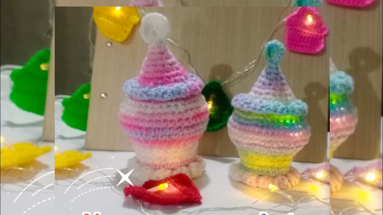 كروشية فانوس💜 رمضان بشلة خيط واحدة بوحدة صوت#crochet #handmade 