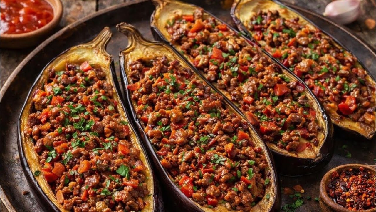 أطيب وصفة قوارب الباذنجان  😍