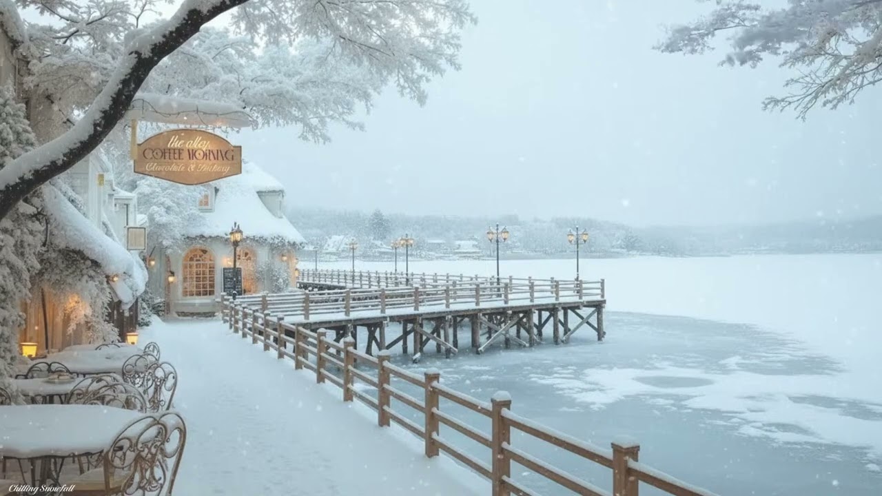 Winter Snowfall Jazz Ambience, Smooth Piano and Bass for Late Night Relaxation
